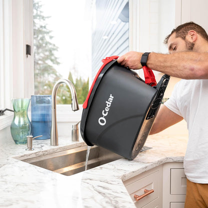 O-Cedar EasyWring Microfiber Spin Mop & Bucket | Efficient Floor Cleaning System with Extra Refill - Red/Gray
