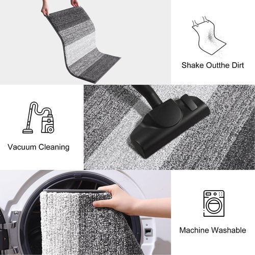 Smiry Dog Door Mat for Muddy Paws, Absorbs Moisture and Dirt, Low-Profile Entryway Mat with Non-Slip Backing, Entry Indoor Outdoor Doormat for Inside Floor (30x20 Inches, Grey, Striped)