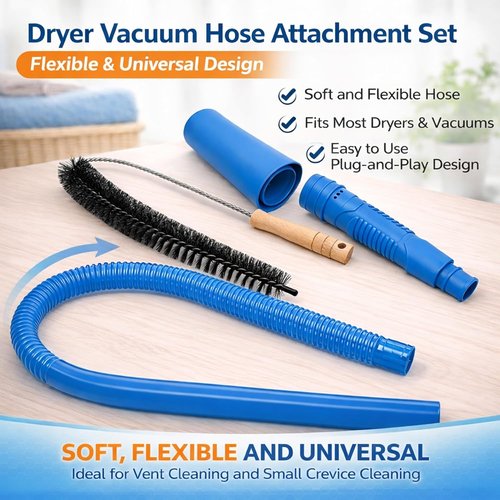 Dryer Lint Vac Attachment - 3-Piece Extendable Dryer Vent Cleaner Kit for All Vacuum Cleaners