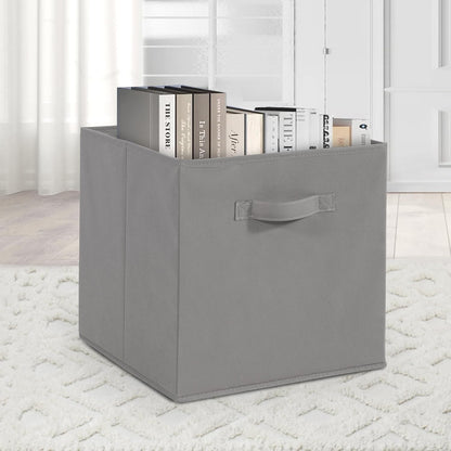Storage Bins Set of 3 - Collapsible Fabric Cube Organizers with Handles | 11x11 Grey for Home & Office