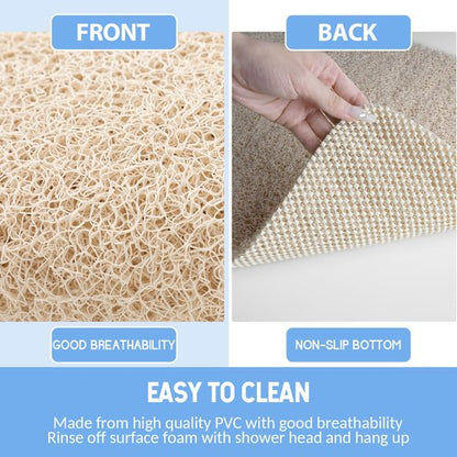 Hargiis Non Slip Bathtub Mat, Foot Scrubber Anti Slip Fast Drying Shower Mat for Tub, Floor,Bathroom, Home, Kitchen, Hotel, Beige, 24x16 Inches