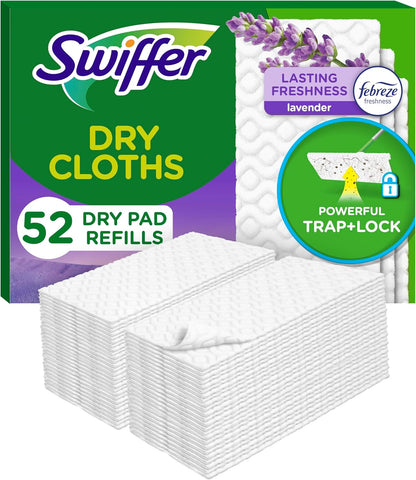 Swiffer Sweep + Mop Dry Pads Refill - Effective Floor Cleaner for Dirt & Dust | Lavender, 52ct