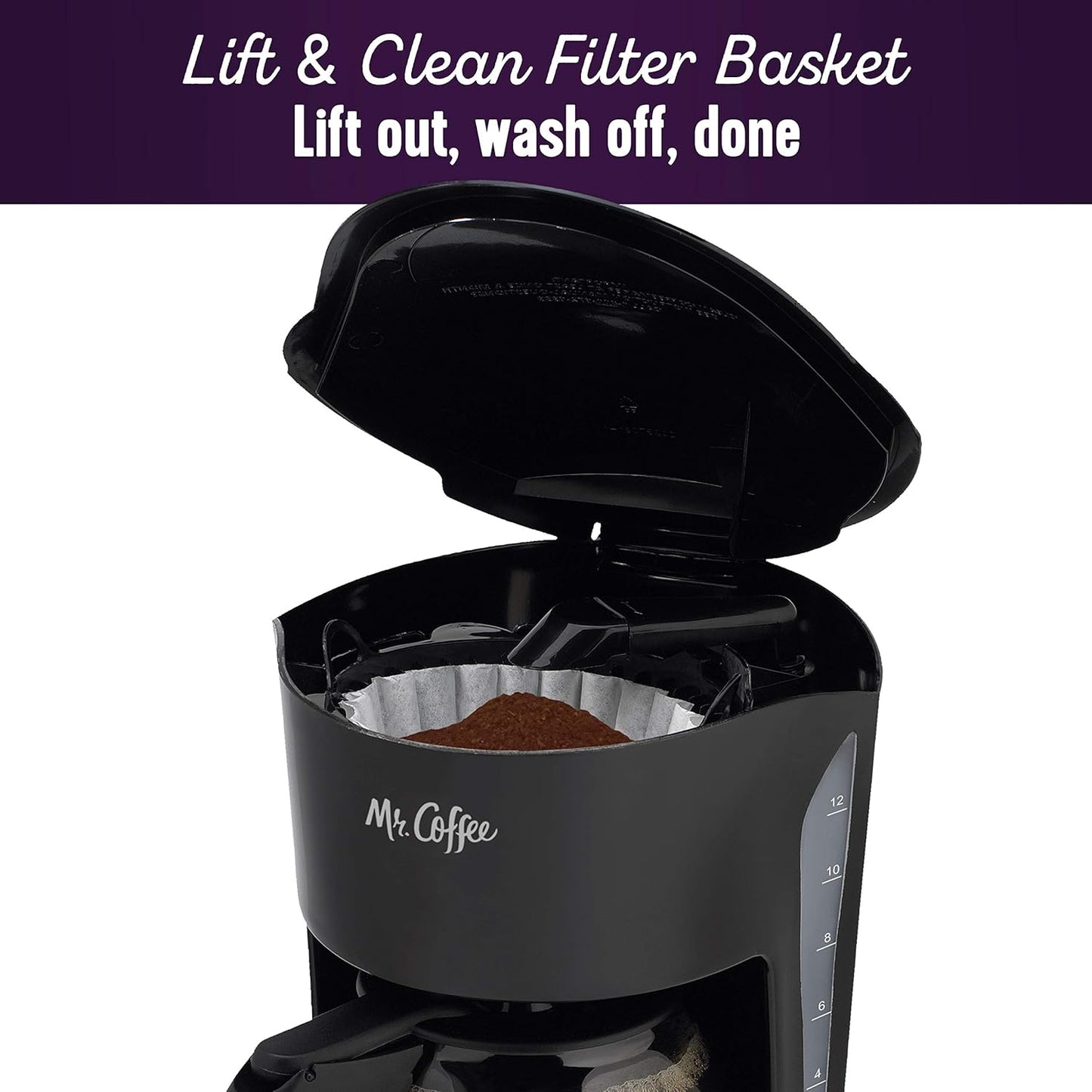 Mr. Coffee 12-Cup Black Coffee Maker - Auto Pause Feature & Glass Carafe for Home & Office