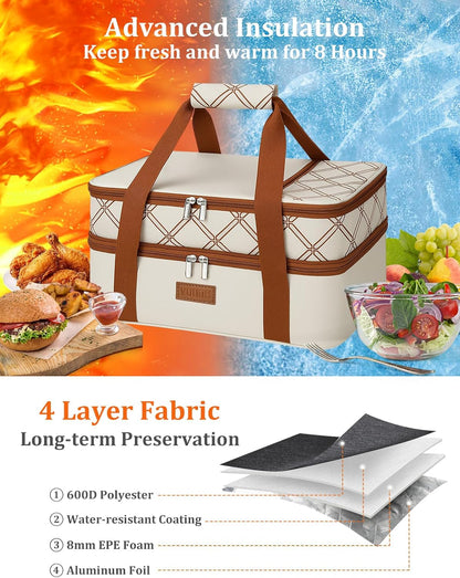 Vuudh Expandable Casserole Carrier - Double Decker Insulated Tote for Hot & Cold Dishes | Perfect for Picnics & Potlucks