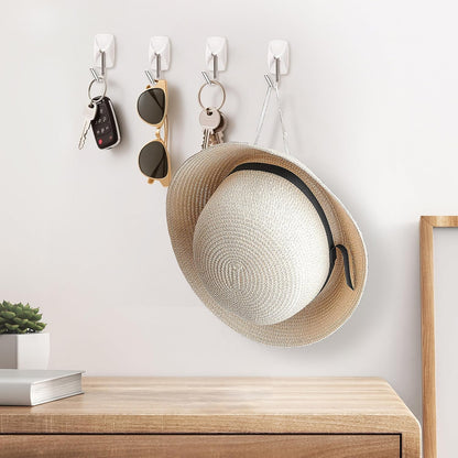 Sinfuo Utility Wall Hooks - Heavy Duty Adhesive for Damage-Free Hanging | 16 Hooks & 20 Strips