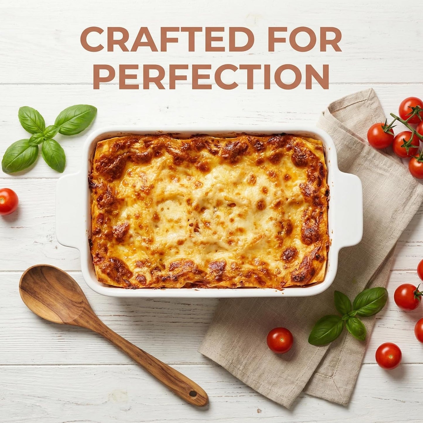 CALLARON 27 Oz Baking Dish - 9x5 Ceramic Casserole Dish with Handle for Lasagna & Cakes | White Bakeware