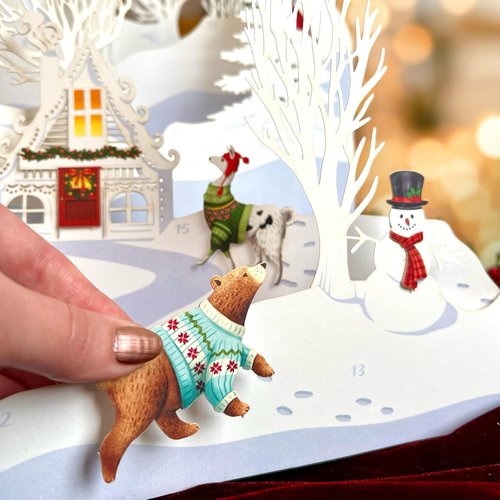 Freshcut Paper 2025 Advent Calendar - Woodland Wonderland 3D Pop-Up Greeting Cards | Holiday Gift Set
