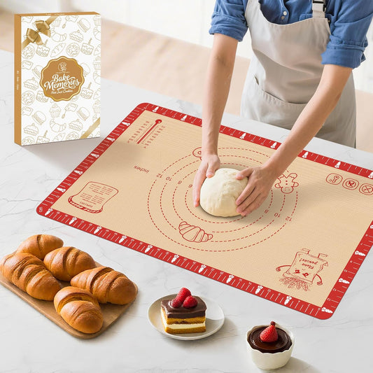 Silicone Baking Mat by Extra Thick | Non-Stick Pastry Mat with Measurements - 26x16 Inch, Heat Resistant to 480°F