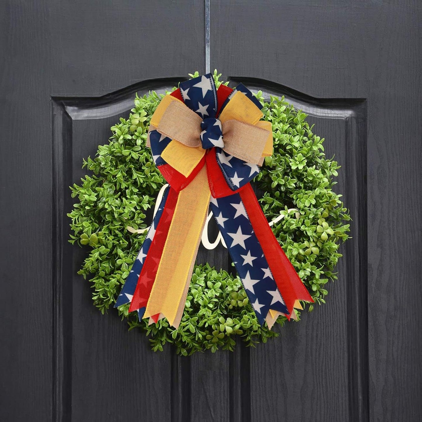 Meseey Patriotic Bow Set - Large Red & Blue Ribbon Bows for 4th of July Decorations | Holiday Wreaths