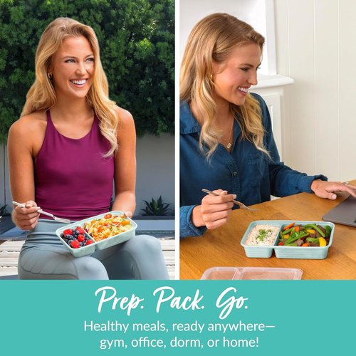 Bentgo - 20-Piece Reusable Meal Prep Containers | 2-Compartment, BPA-Free, Microwave & Dishwasher Safe (Mint)