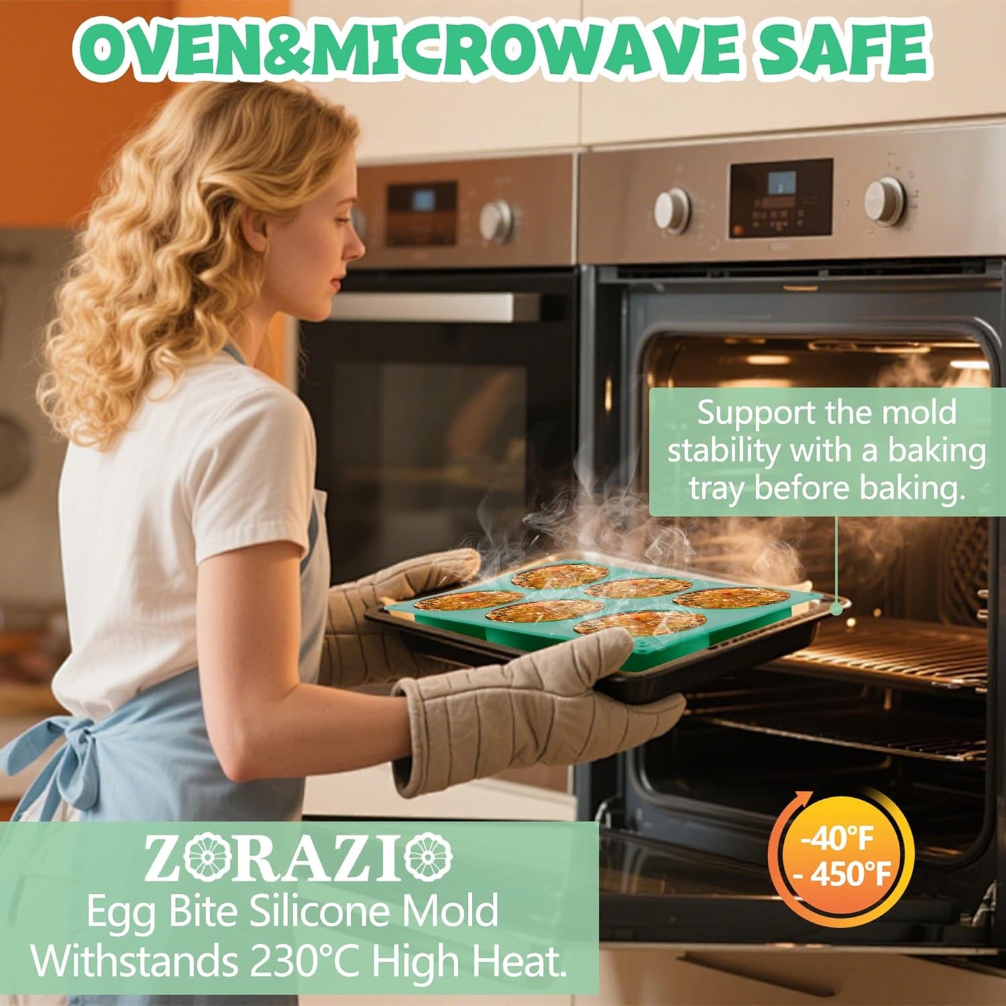 Skiennix 4-Inch Round Silicone Baking Mold - Non-Stick 6-Cavity Muffin Top Pan | 2-Piece Set