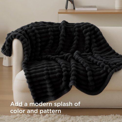 Bedsure GentleSoft Black Throw Blanket - Cozy Fleece Blanket for Couch, Perfect Gift for Men, 50x60 Inches