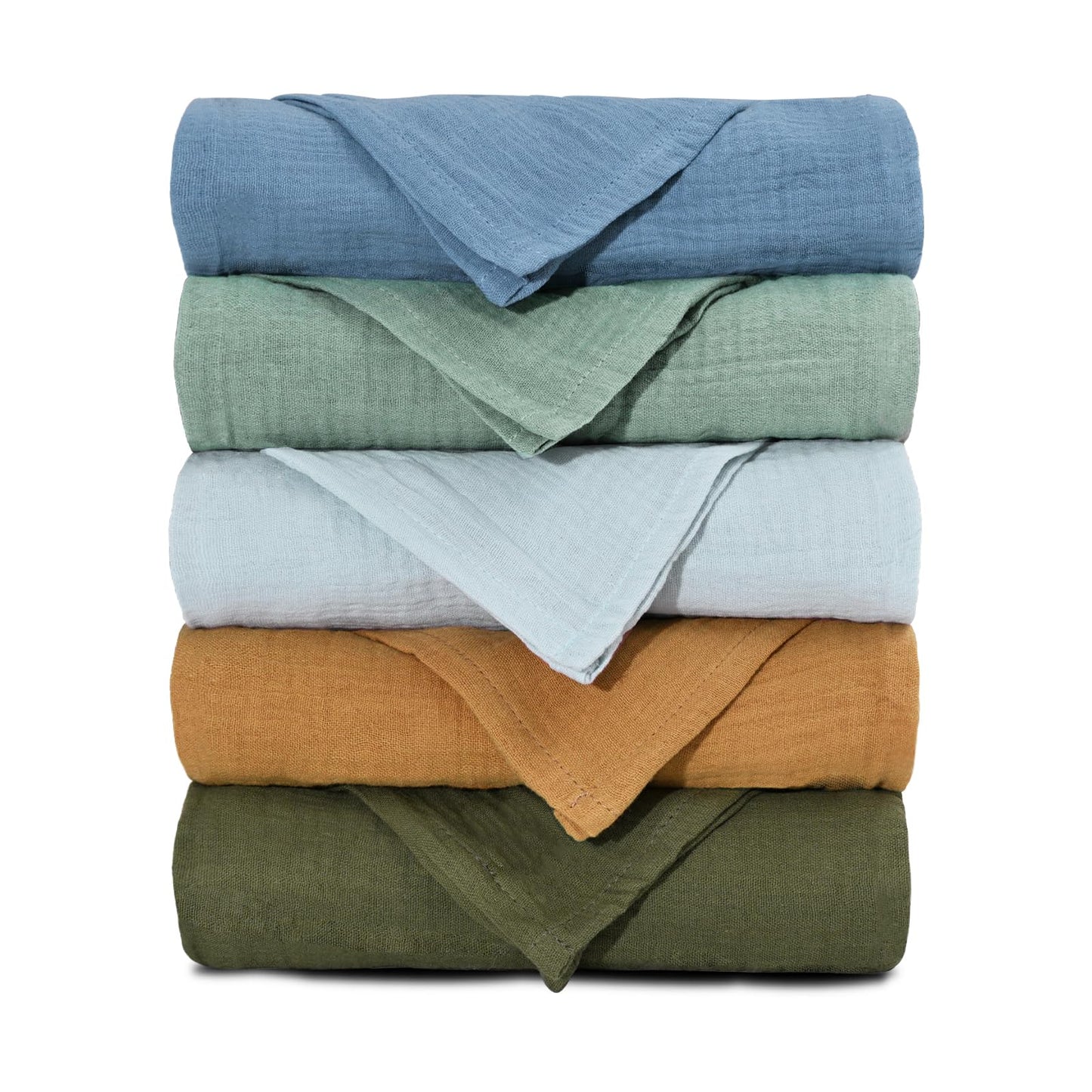 Muslin Receiving Blankets, Neutral Blanket Swaddling for Newborn Boys and Girls, 5 Pack Breathable and Skin-Friendly Swaddle Wrap for Infant Baby (Bright Colors)
