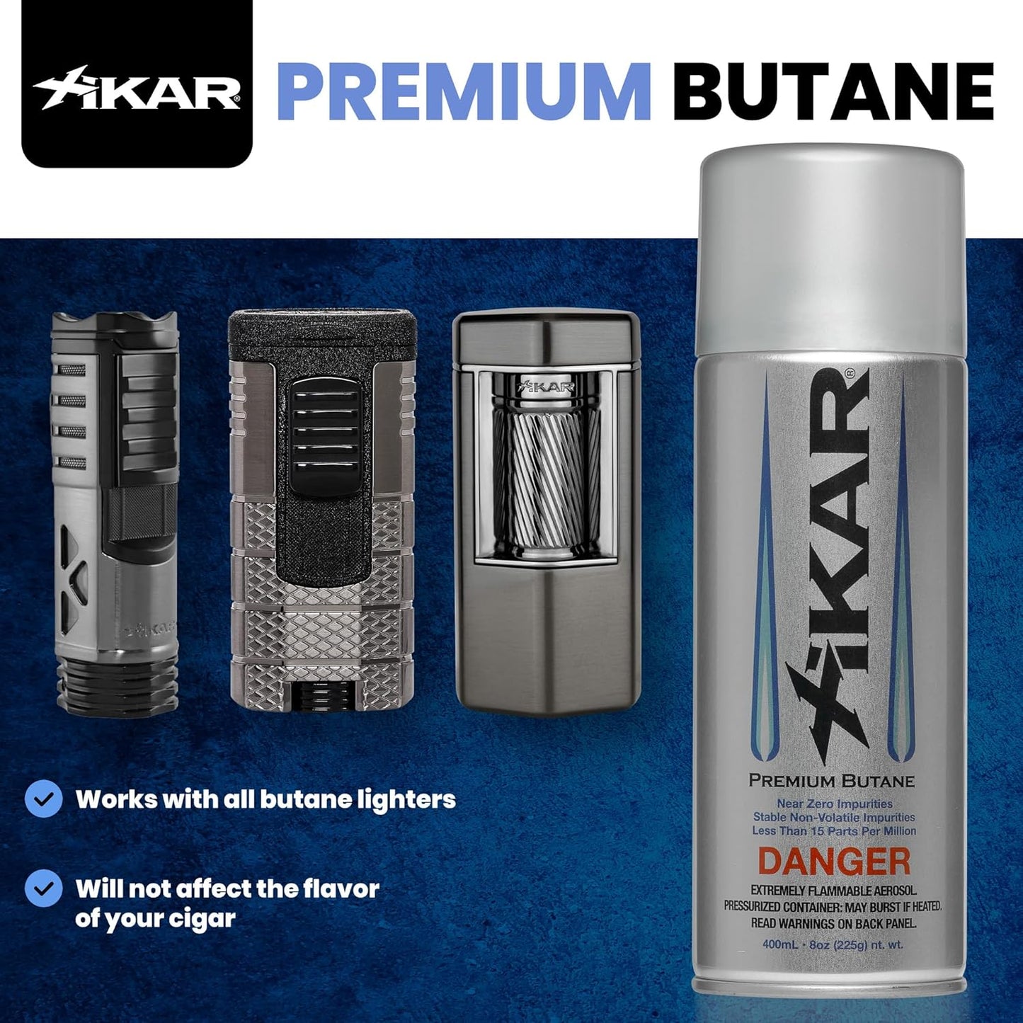 XIKAR PUROFINE Premium Butane Fuel Refill - Ultra Refined Culinary Butane (400ml) | 0 Impurities, 2 Pack