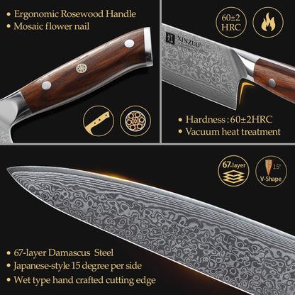 XINZUO 10 Inch Damascus Chef Knife Kitchen Knife Sharp Gyuto Knife Stainless Steel Fashion Professional Chef's Knife with Rosewood Handle