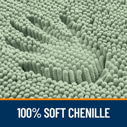 OLANLY Chenille Bath Rugs - Extra Soft & Absorbent | 24x16 Sage Green, Quick Dry & Machine Washable