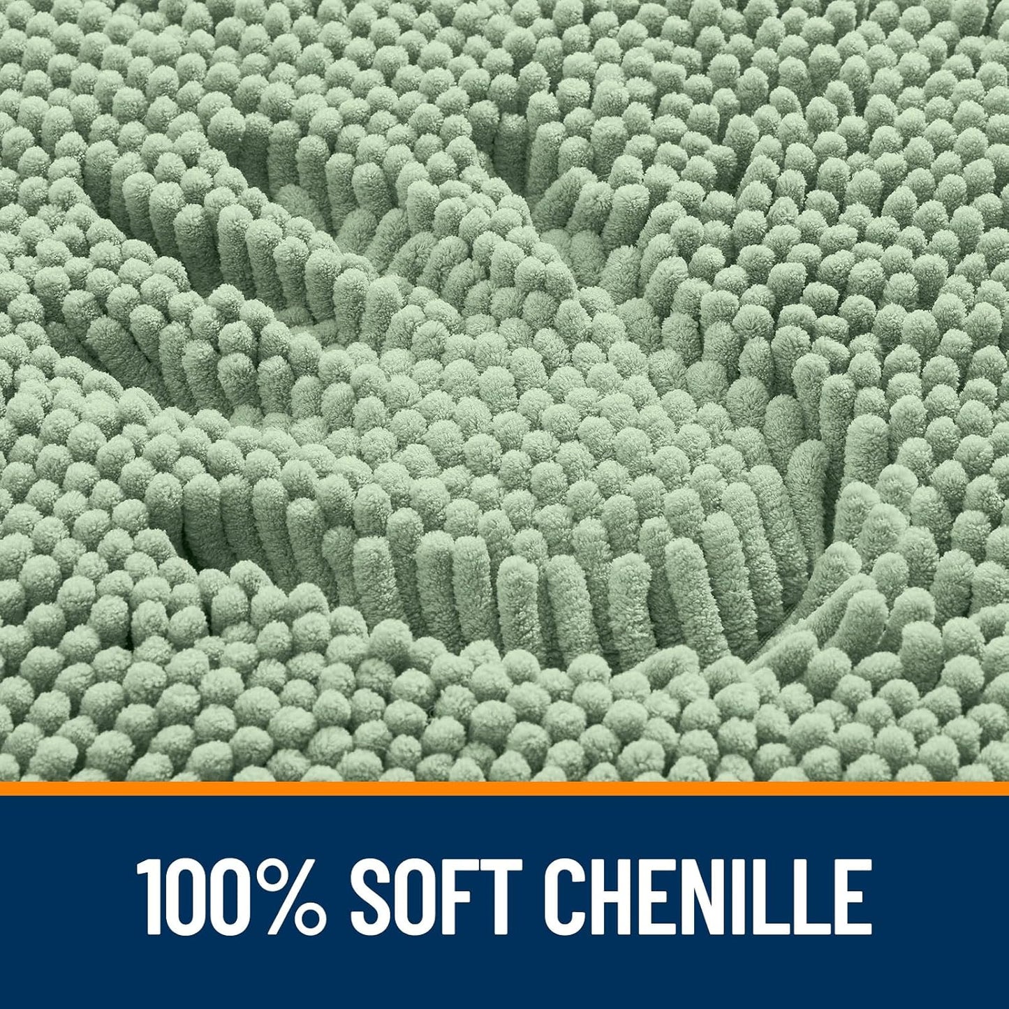 OLANLY Bathroom Runner Rugs - Soft Absorbent Chenille Bath Mats | Quick-Dry Rubber Backing, 44x24, Sage Green