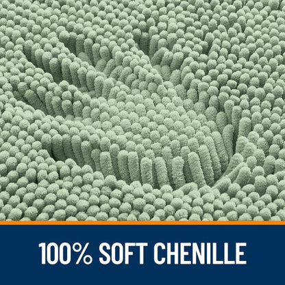 OLANLY Bathroom Rugs 40x24, Extra Soft Absorbent Chenille Bath Rugs, Rubber Backing Quick Dry, Machine Washable Bath Mats for Bathroom Floor, Tub and Shower, Home Decor Accessories, Sage Green