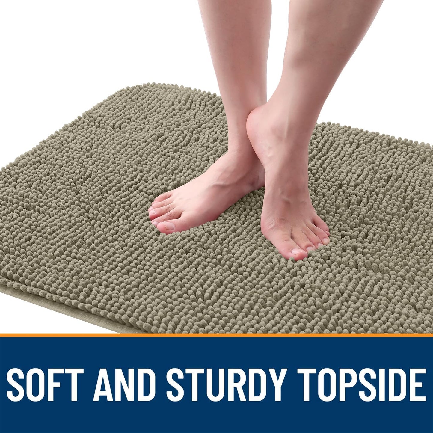 OLANLY Dog Door Mat - Absorbent Non-Slip Chenille Mat for Muddy Paws | 59x24 Warm Taupe Indoor Carpet