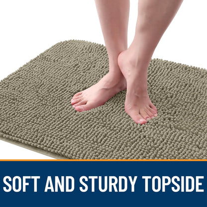 OLANLY Dog Door Mat - Absorbent Non-Slip Chenille Mat for Muddy Paws | 59x24 Warm Taupe Indoor Carpet