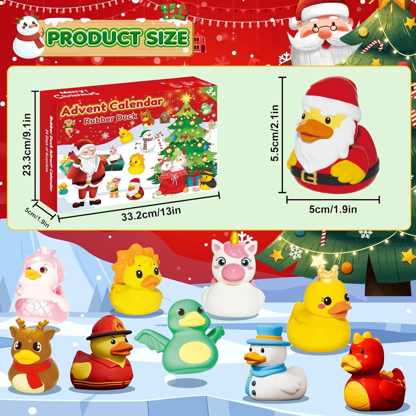 Rubber Duck Advent Calendar 2026 - 24 Days of Fun Bath Toys for Kids & Toddlers | Christmas Countdown