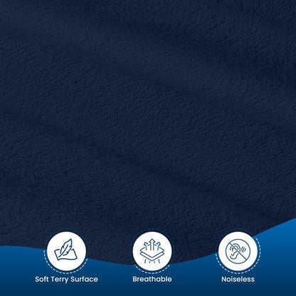 Full Size Mattress Protector Waterproof, Premium 200 GSM Terry Mattress Cover, Soft & Breathable Bed Cover, Fitted Sheet Style Stretchable Deep Pockets 15" by Utopia Bedding (Navy Blue)