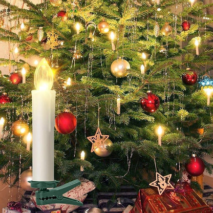 LED Flameless 10-Piece Taper Candles with Remote – Dimmable, Battery Operated, Clip-on for Wreaths and Candelabras