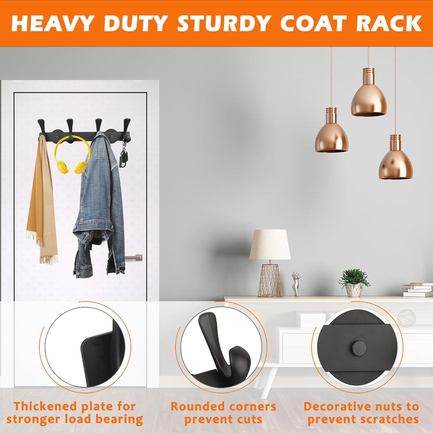 ULIBERMAGNET Strong Magnetic Double Hooks Rack - Heavy Duty Coat & Towel Hanger | 4 Hooks for Refrigerator & Cabinets