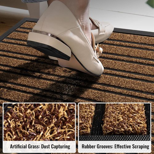 BEHERO Outdoor Door Mat - Extra Durable Heavy Duty Welcome Mat | Non-Slip Waterproof, 30.5"x17", Beige Brown