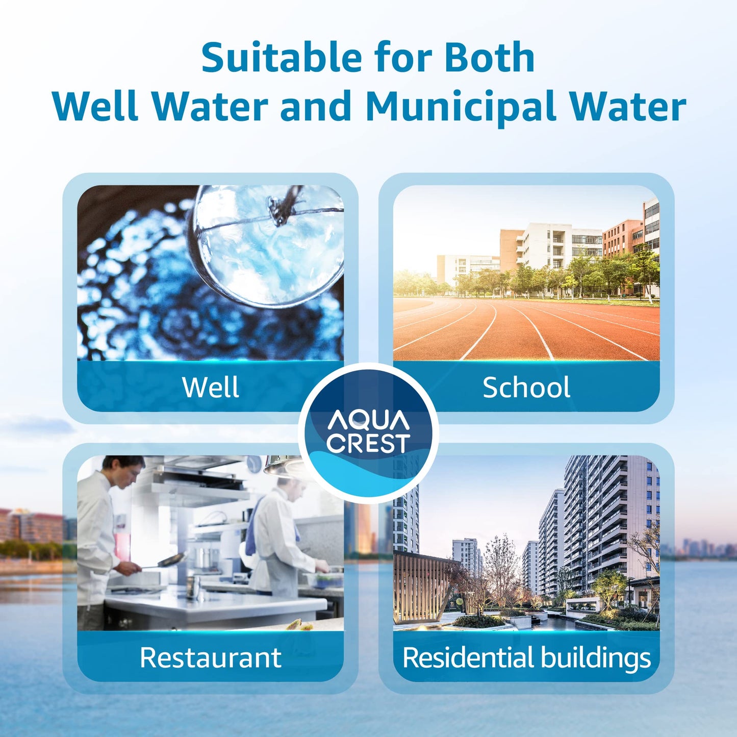 AQUA CREST FXHTC 5 Micron 10" x 4.5" Whole House Water Filter Replacement for GE FXHTC, GXWH40L, American Plumber W10-PR, W10-BC, Culligan RFC-BBSA, GXWH35F, W50PEHD, Pentek R50-BB, Pack of 2