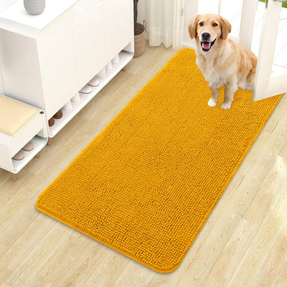 OLANLY Dog Door Mat - Absorbent Non-Slip Washable Doormat for Muddy Paws | 44x24 Golden Yellow