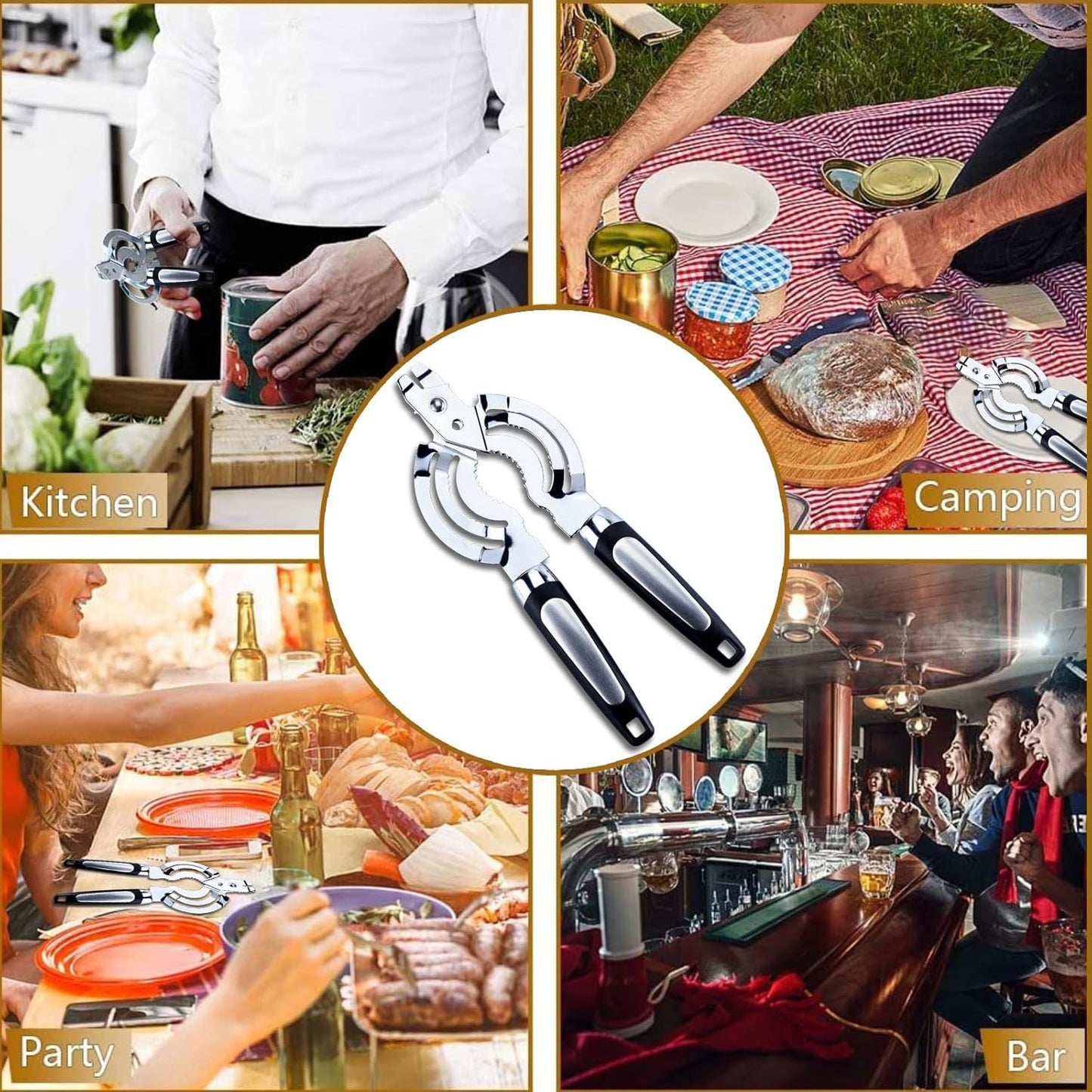 Skiennix Multi Jar Opener - Stainless Steel Lid Tool for Seniors with Arthritis | Easy Grip Design