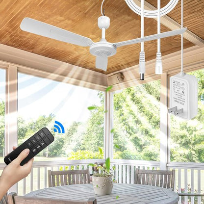 bestmoument 28-Inch Outdoor Ceiling Fan for Gazebo ，3-Speed 3-Timer，12V Remote Control ，Patio Pergola (with 9.8 feet Extension Cord)