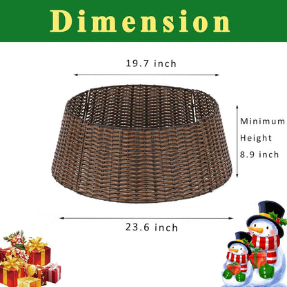 Regine Switzerland Christmas Tree Collar - 23” Handmade Rattan Wicker Base Cover for Holiday Decor