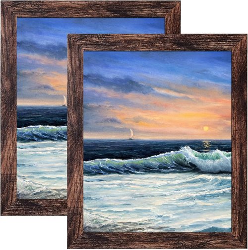 LUCKYLIFE 8x10 Picture Frame - Brown Wall Mount or Tabletop Display | Set of 2 Frames