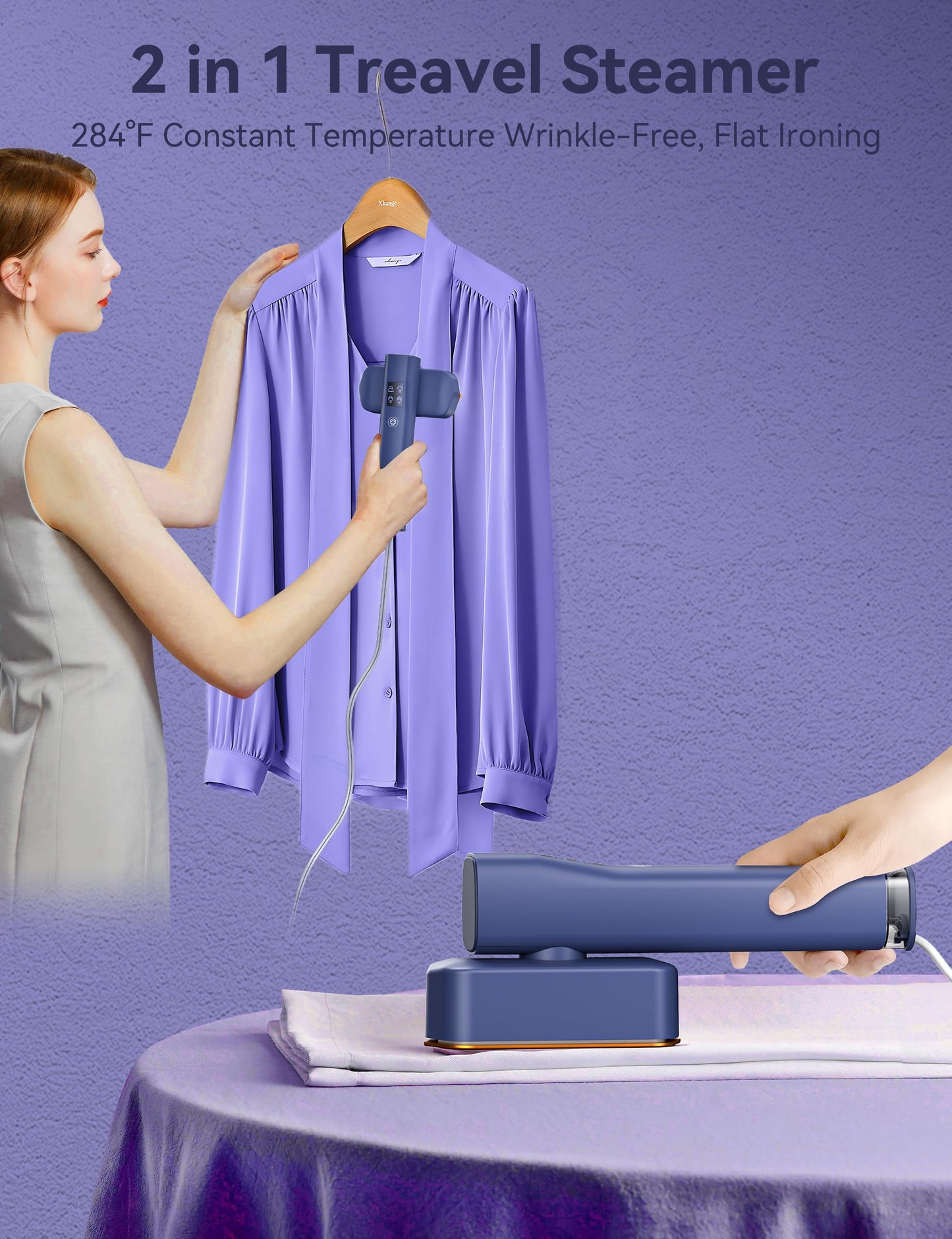 Travel Steamer for Clothes,15s Fast Heat-up Portable Iron,35mins Runtime & 100ml Large Tank,25g/min Steam,Ceramic Panel,Stands on Desk,Wrinkle Remover for Travel, Home, Office(Blue Gradient Gold)
