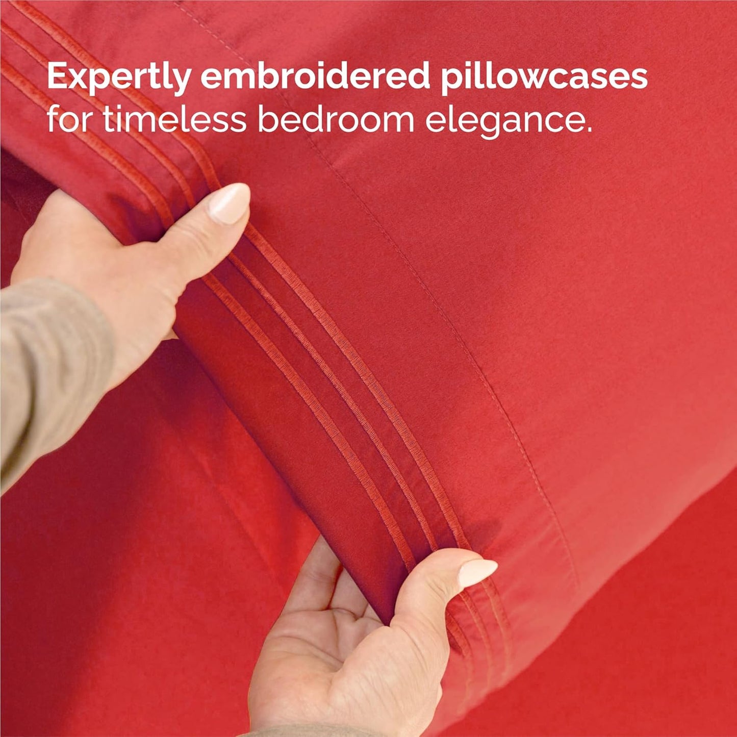 Split King Size 5-Piece Sheet Set - Ultra-Soft Cooling Bed Sheets | Hotel Luxury Bedding - Deep Pockets, Wrinkle-Free - Oeko-Tex Certified - Red