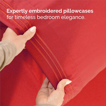 Split King Size 5-Piece Sheet Set - Ultra-Soft Cooling Bed Sheets | Hotel Luxury Bedding - Deep Pockets, Wrinkle-Free - Oeko-Tex Certified - Red