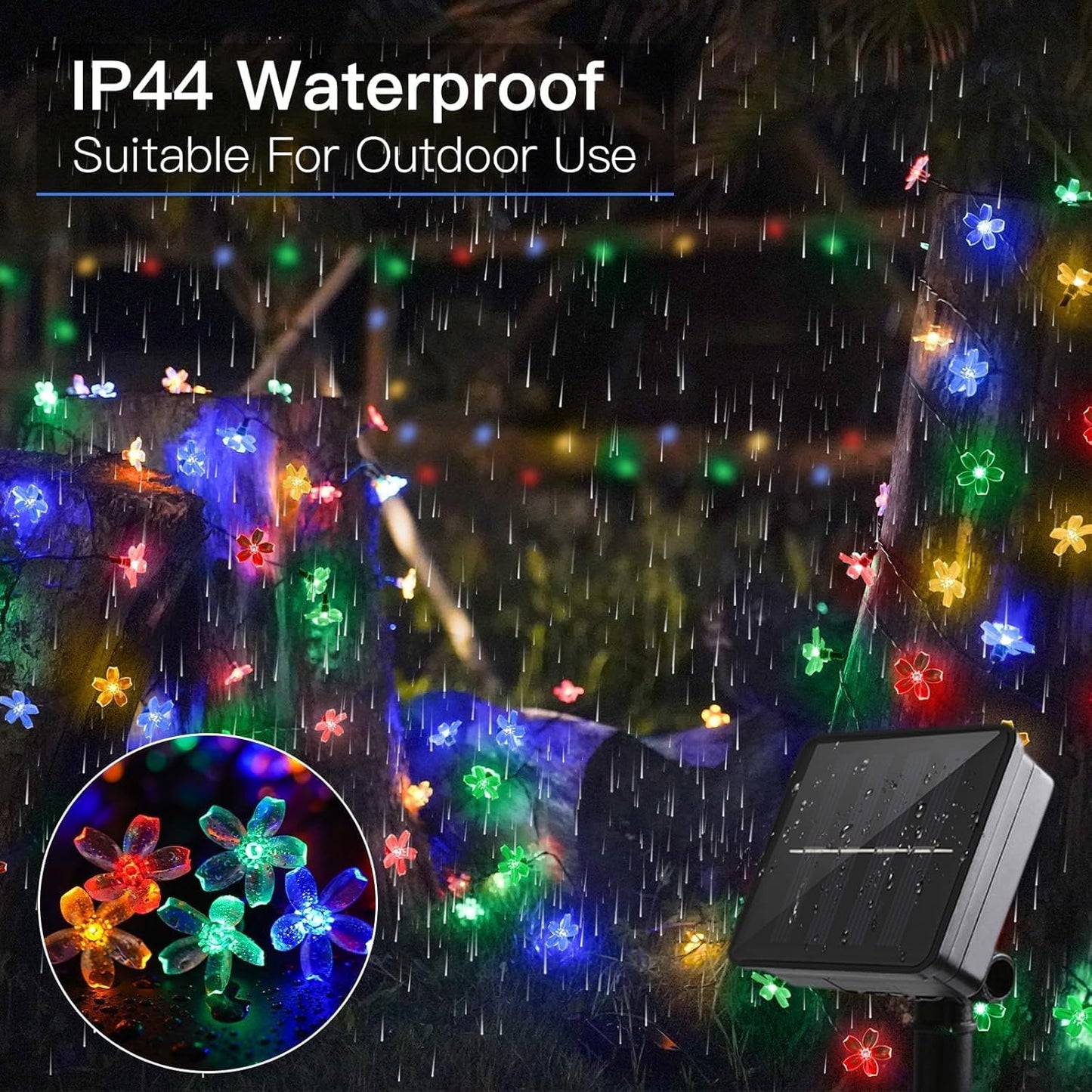 Suddus Solar String Lights - 100 LED Flower Design | 2 Pack for Outdoor Decor, Garden & Patio