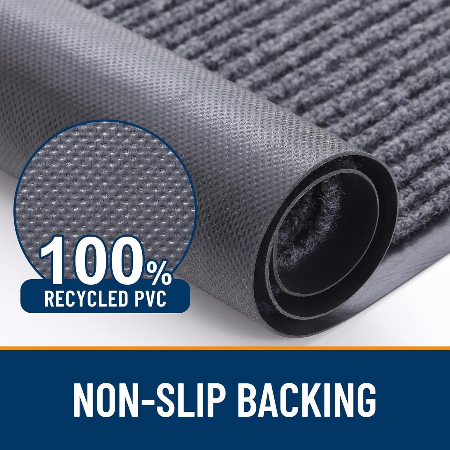 OLANLY Indoor Outdoor Front Door Mat - Waterproof Heavy Duty 2-Pack | 29.5 x 17 Inch, Easy Clean, Grey