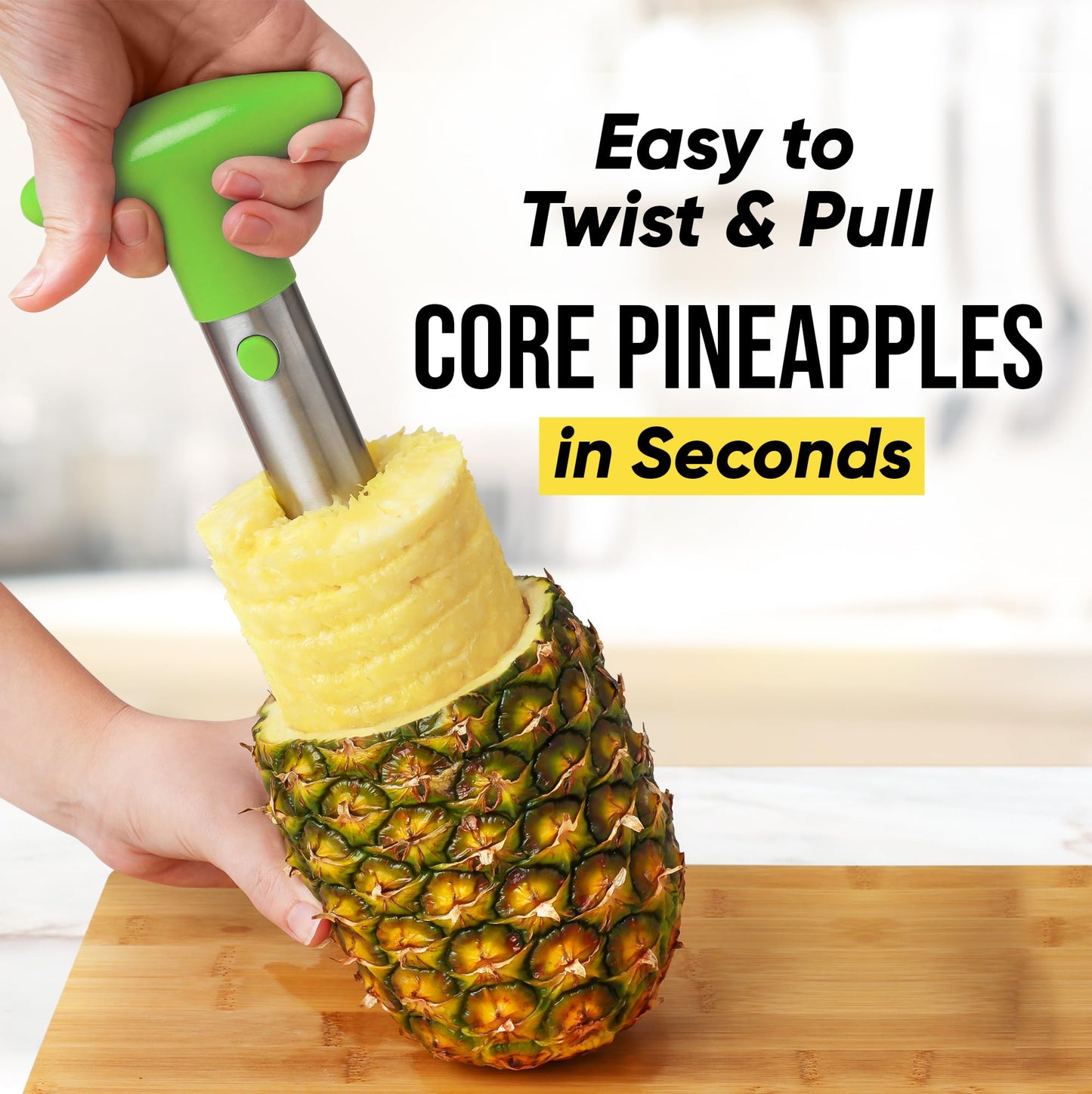 Pineapple Corer and Slicer with Triple Reinforced Stainless Steel with Thicker Blade - Easy-to-Use Pineapple Corer & Pineapple Cutter - Pineapple Slicer and Corer Tool for Easy Core Removal by Zulay