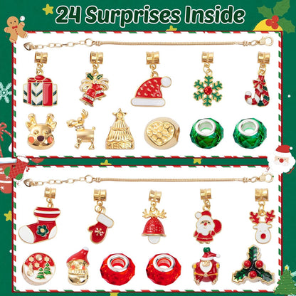 Taybonds Christmas Charms Bracelet Set - 22 DIY Charm Beads for Women | Perfect Xmas Gift