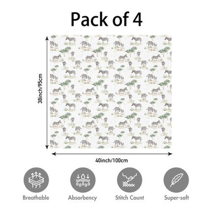 Muslin Swaddle Blankets for Newborn, 3 Pack Breathable Soft Receiving Blanket, Large 38 x 40 inches Swaddle Wrap Burping Clothes, Essentials Infant Shower Items, Toddler Gift (Lovely Zebra)