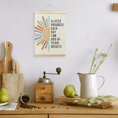 TLESKE Inspirational Mental Health Poster Frame - Progress Each Day Wall Art for Kids' Room | 12x16 Boho Sun Design