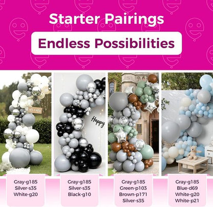 Bezente Gray Latex Party Balloons - 150 Pack of 5-Inch Matte Pastel Grey Helium Balloons for Celebrations