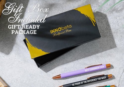 InnoBeta Farewell Gifts for Coworkers, Ballpoint Pen Set of 4, Coworker Leaving Goodbye gifts for women, Cool Funny New Job Presents for Birthday, Christmas - Best Coworker Ever - Gold
