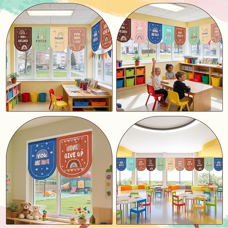 8 Pack Welcome Classroom Curtains - Velvet Panels 23.6 x 31.5 in