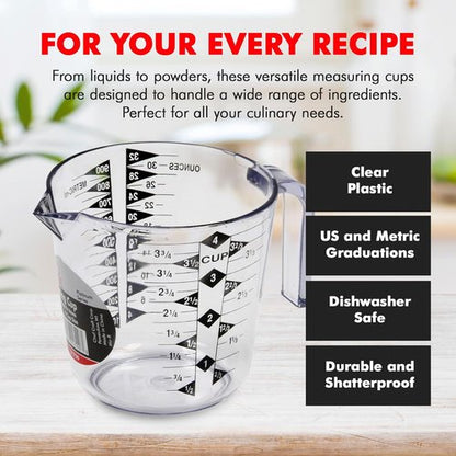 Chef Craft Select Measuring Cup - 4 Cup Clear Plastic Design for Easy Measuring