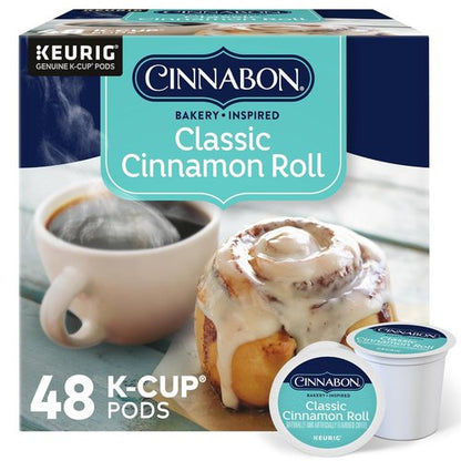 Cinnabon Classic Cinnamon Roll K-Cup Pods - Light Roast Coffee, 48 Count | Deliciously Sweet Flavor