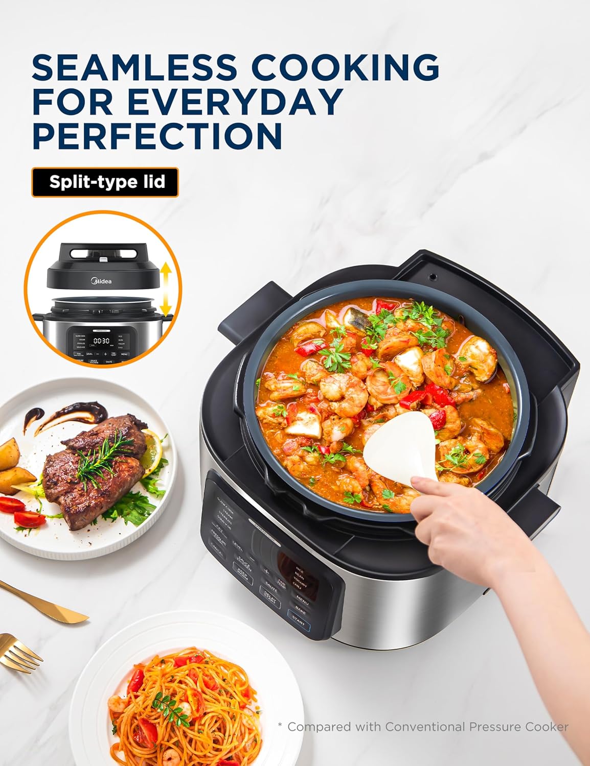 Midea WideMax 12-in-1 Electric Pressure Cooker - 6.5 Quart Multi-Functional with 12 Presets